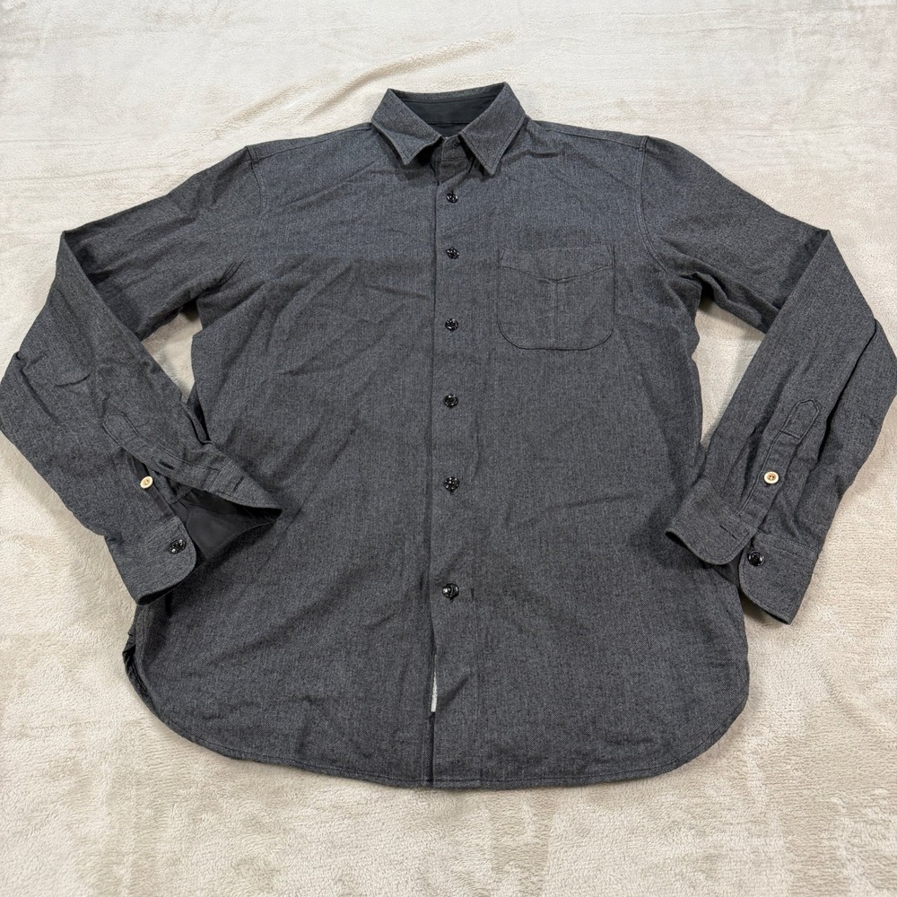 Rag & Bone Mens Medium Classic Fit Herringbone Button Down Shirt Charcoal Gray